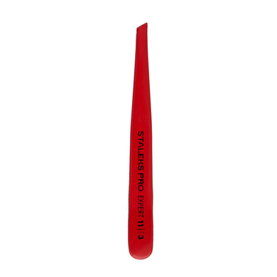Staleks Eyebrow tweezers Expert 11 Type 3 (wide beveled edges) red