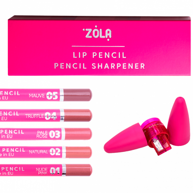 Zola Set of lip pencils with sharpener and pencil case