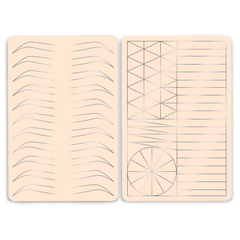 Training mat with eyebrow sketch Premium Beige and silver, double-sided, 14.6*22 cm