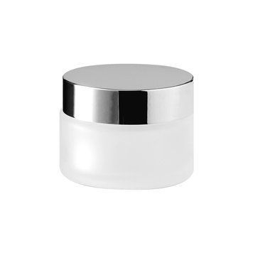 Słoik ze szkła mrożonego ze srebrną błyszczącą pokrywką, 30 ml w sklepie internetowym Beauty Hunter