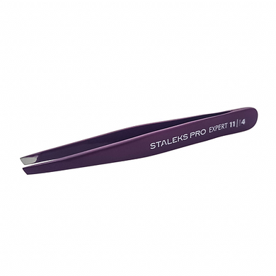 Staleks Пинцет для бровей Expert 11 Type 4 (узкие скошенные кромки) фиолетовый в интернет магазине Beauty Hunter