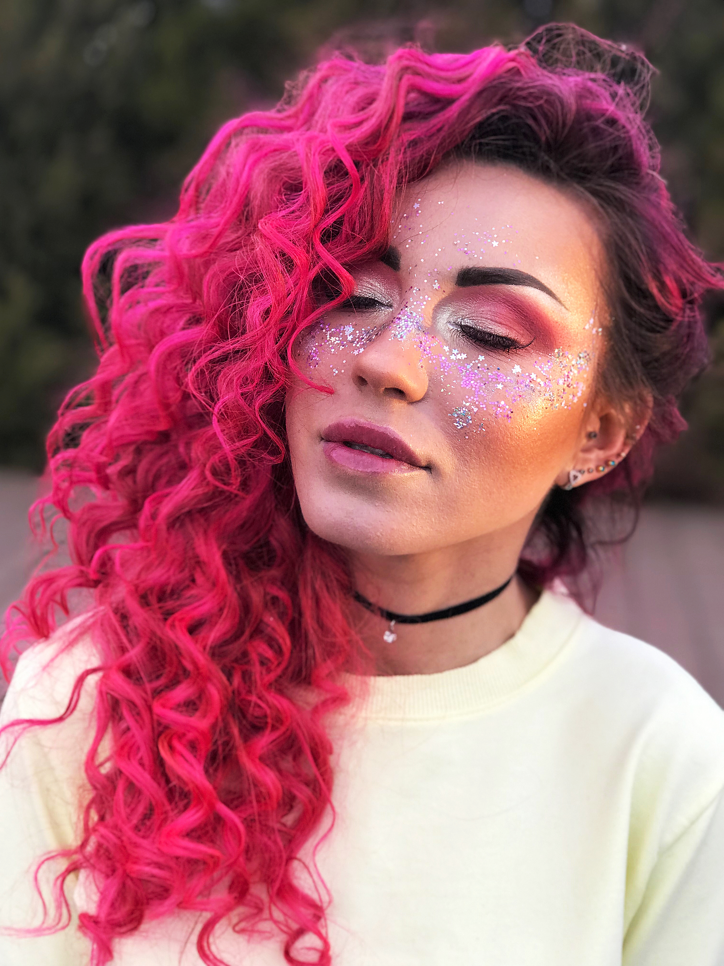 fantasy makeup with glitter