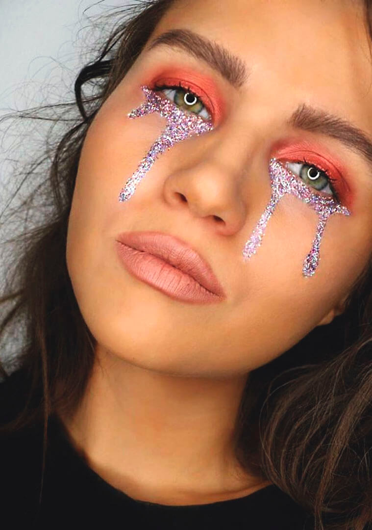 Make-up for Halloween. Glitter tears